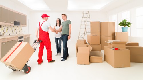 Office relocation items arranged for transport near Motspur Park
